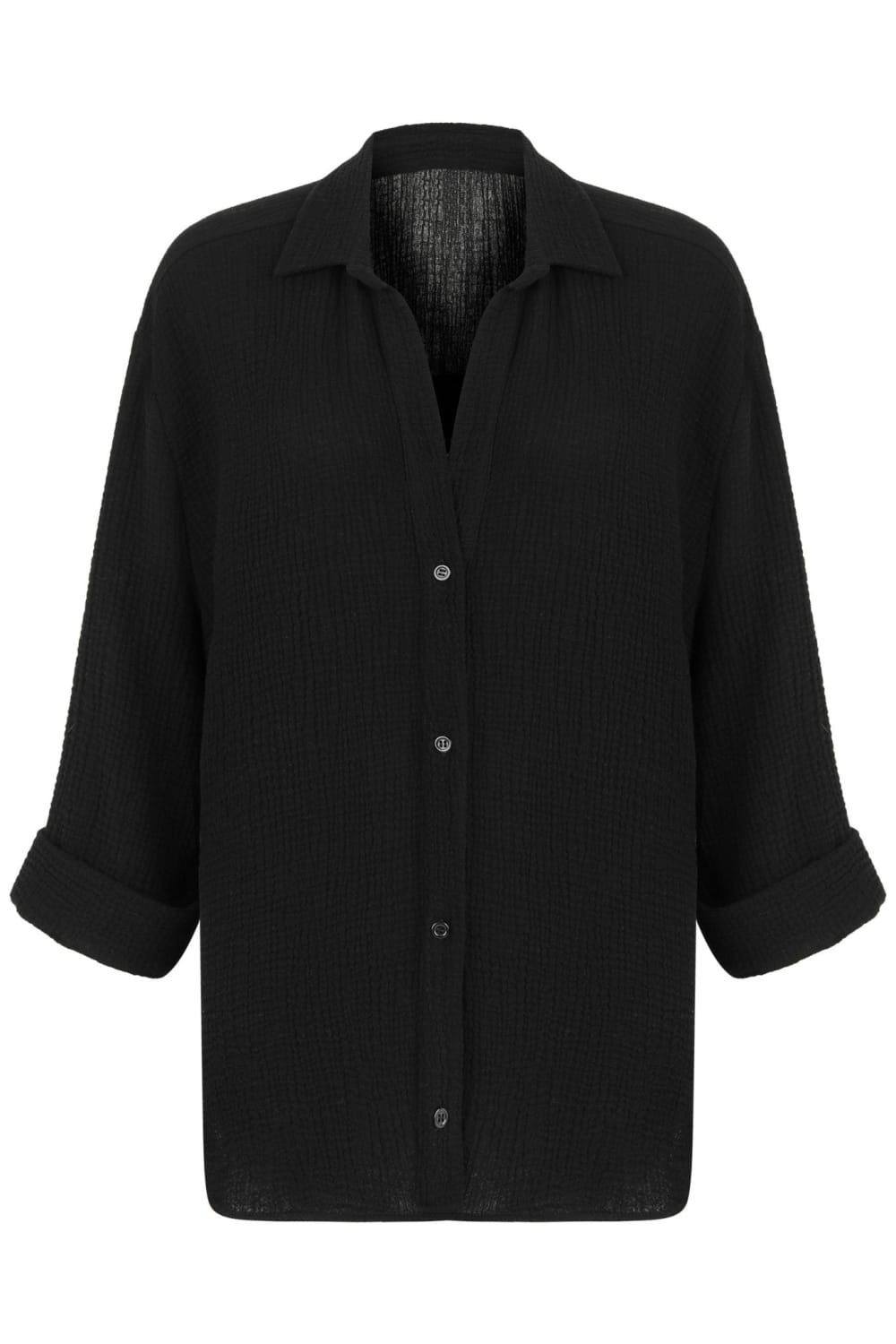 The Handloom-Echo Maxi Shirt Black-Gömlek-3-Milagron.com