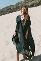 The Handloom-Ela Kaftan Black-Kaftan-1-Milagron.com