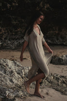 The Handloom-Ela Kaftan Khaki Green-Kaftan-5-Milagron.com
