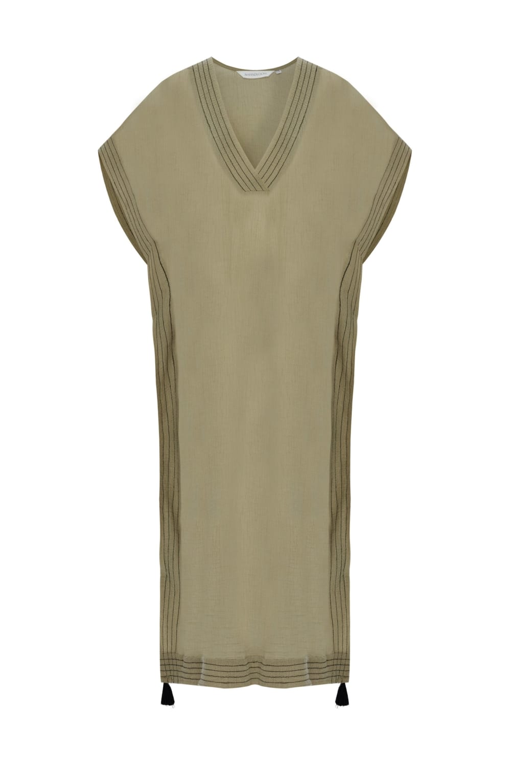 The Handloom-Ela Kaftan Khaki Green-Kaftan-7-Milagron.com