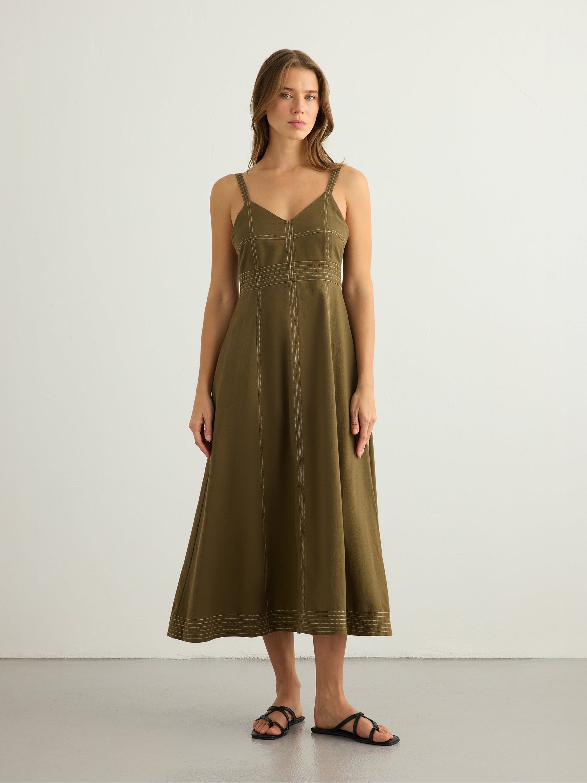 Eva Maxi Dress - Khaki Green