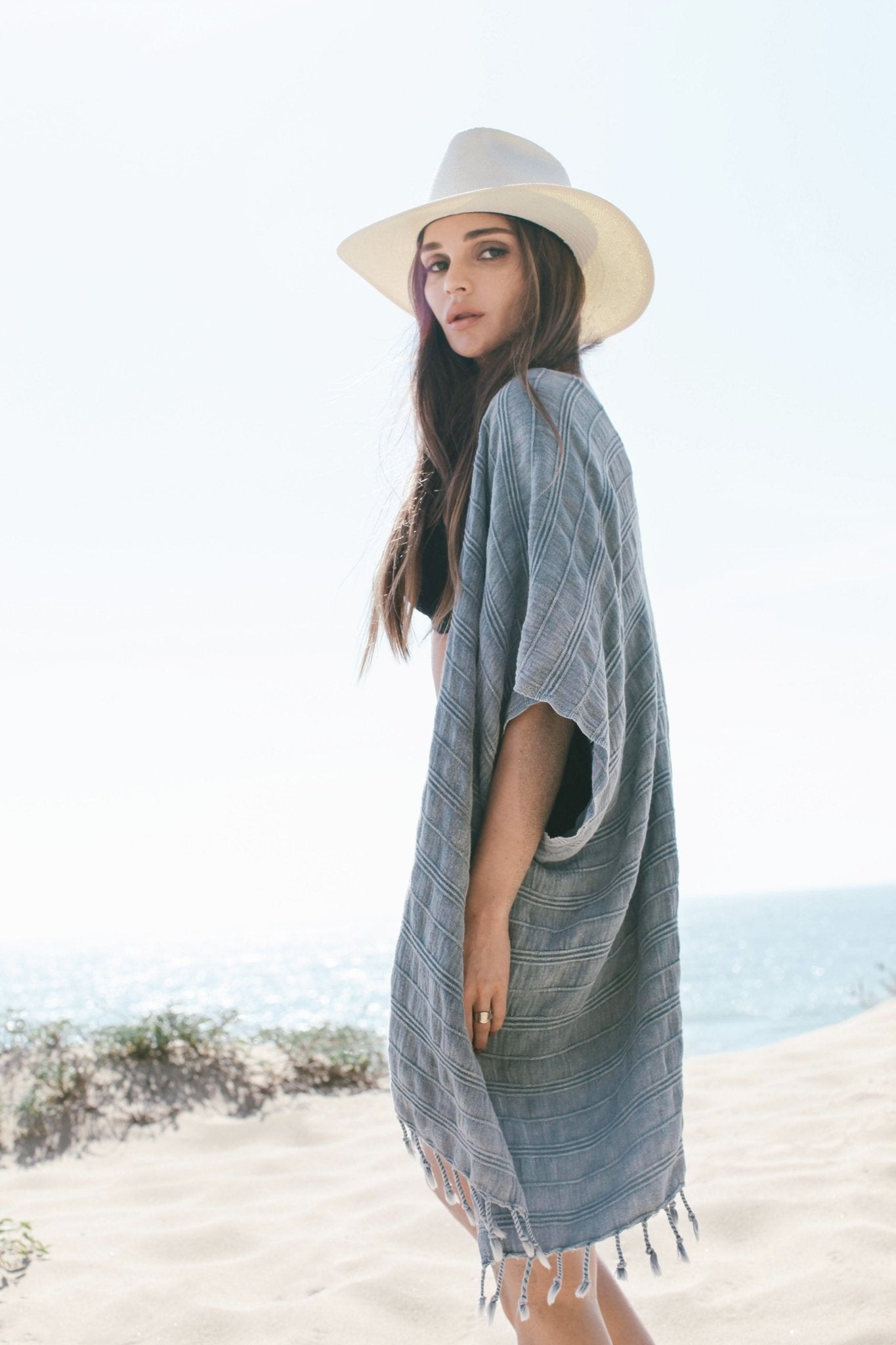 Gece V Back Kimono - Stone