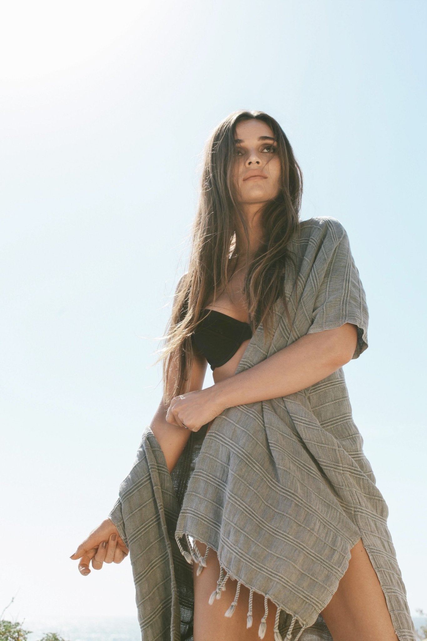 Gece V Back Kimono - Stone