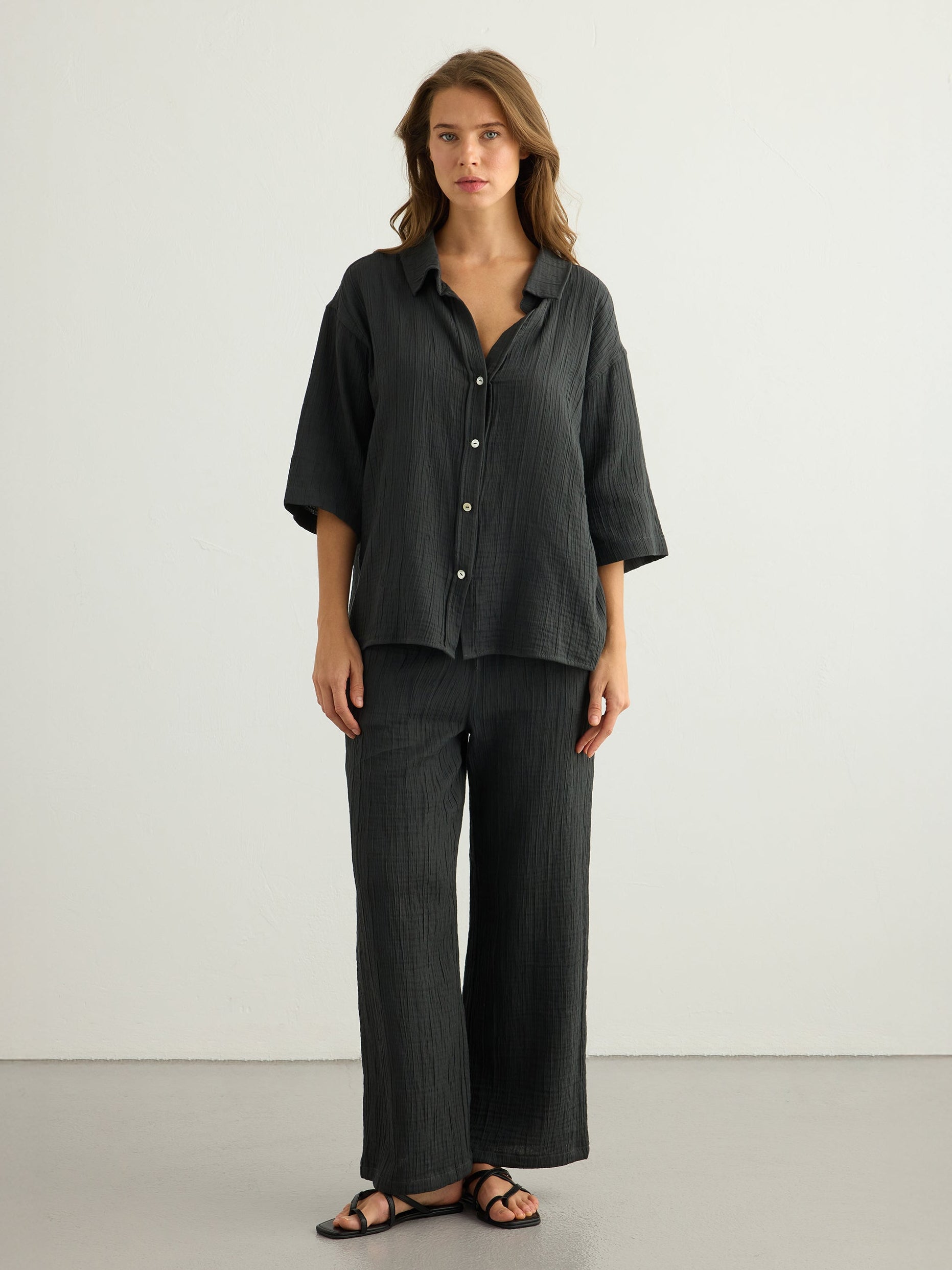 Kaya Boyfriend Shirt - Charcoal