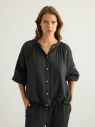 Kaya Buttoned Blouse - Charcoal