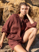 Kaya Buttoned Blouse - Terracotta