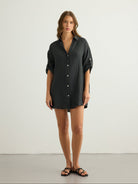 Kaya Oversized Shirt Dress - Charcoal