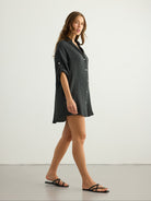 Kaya Oversized Shirt Dress - Charcoal