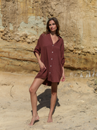 Kaya Oversized Shirt Dress - Terracotta