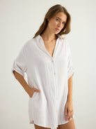 Kaya Oversized Shirt Dress - White