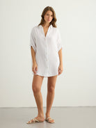Kaya Oversized Shirt Dress - White