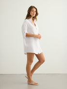 Kaya Oversized Shirt Dress - White