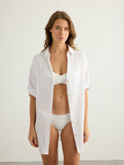 Kaya Oversized Shirt Dress - White