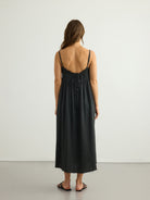 Kaya Smocked Maxi Dress - Charcoal