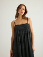 Kaya Smocked Maxi Dress - Charcoal