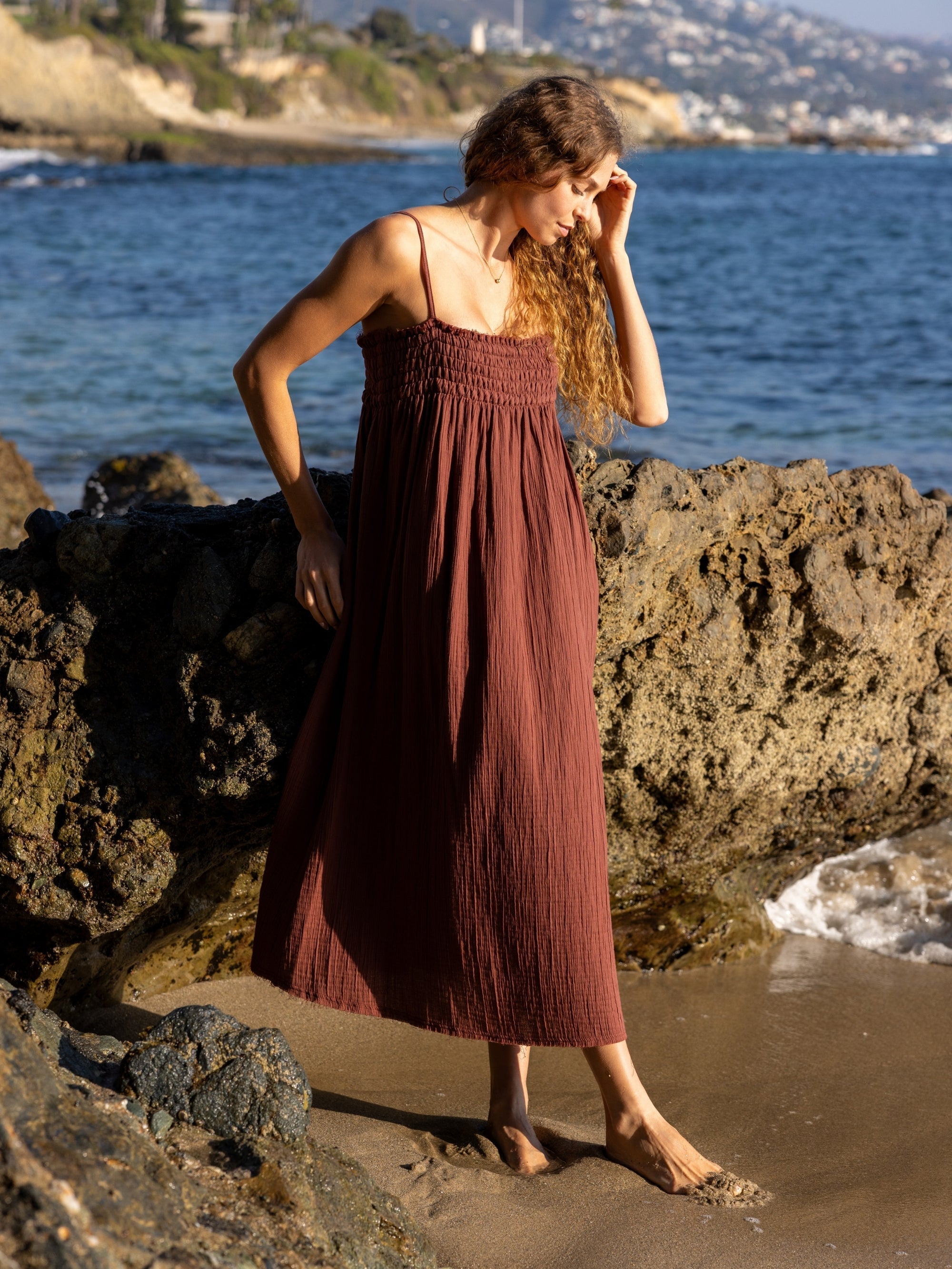 Kaya Smocked Maxi Dress - Terracotta
