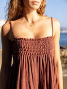 Kaya Smocked Maxi Dress - Terracotta