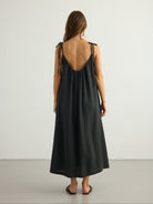 Kaya Tie Strap Maxi Dress - Charcoal