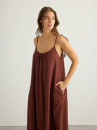 Kaya Tie Strap Maxi Dress - Terracotta