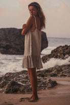 The Handloom-Liv Mini Ruffle Dress Black Stripes-Elbise-4-Milagron.com