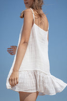 The Handloom-Liv Mini Ruffle Dress White Stripes-Elbise-4-Milagron.com