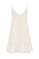 The Handloom-Liv Mini Ruffle Dress White Stripes-Elbise-5-Milagron.com