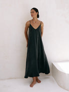 The Handloom-Lucid Flow Maxi Dress Black-Elbise-1-Milagron.com