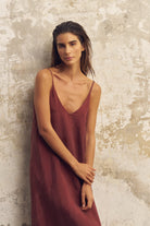 The Handloom-Lucid Flow Maxi Dress Burgundy-Elbise-5-Milagron.com