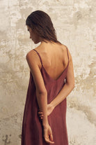 The Handloom-Lucid Flow Maxi Dress Burgundy-Elbise-7-Milagron.com