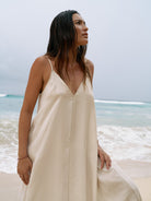The Handloom-Lucid Flow Maxi Dress Sand-Elbise-3-Milagron.com