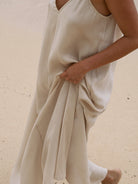 The Handloom-Lucid Flow Maxi Dress Sand-Elbise-4-Milagron.com