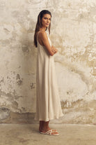 The Handloom-Lucid Flow Maxi Dress Sand-Elbise-4-Milagron.com