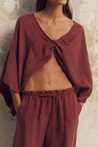 The Handloom-Lucid Flow Tie Pants Burgundy-Pantolon-4-Milagron.com