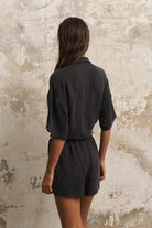 The Handloom-Lucid Flow Tie Shorts Black-Şort-3-Milagron.com