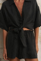 The Handloom-Lucid Flow Tie Shorts Black-Şort-4-Milagron.com
