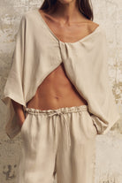 The Handloom-Lucid Knot Top Sand-Gömlek-5-Milagron.com