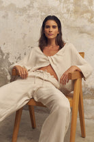 The Handloom-Lucid Knot Top Sand-Gömlek-6-Milagron.com