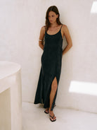 The Handloom-Lucid Midnight Maxi Dress Black-Elbise-2-Milagron.com