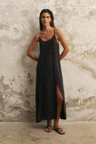 The Handloom-Lucid Midnight Maxi Dress Black-Elbise-1-Milagron.com