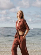 The Handloom-Lucid Tie Shirt Burgundy-Top-1-Milagron.com