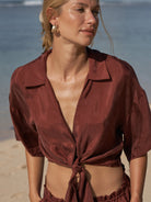 The Handloom-Lucid Tie Shirt Burgundy-Top-3-Milagron.com