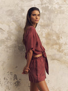The Handloom-Lucid Tie Shirt Burgundy-Top-4-Milagron.com