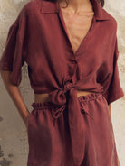 The Handloom-Lucid Tie Shirt Burgundy-Top-6-Milagron.com