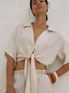 The Handloom-Lucid Tie Shirt Sand-Gömlek-4-Milagron.com