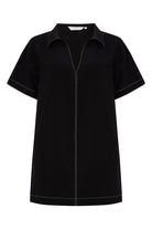 The Handloom-Mae Popover Mini Dress Black-Elbise-7-Milagron.com