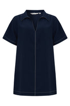 The Handloom-Mae Popover Mini Dress Navy-Elbise-6-Milagron.com