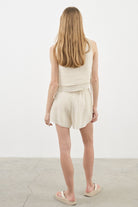 The Handloom-Mia Short Natural With Gold Stripes-Şort-5-Milagron.com