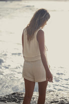 The Handloom-Mia Side Ties Top Natural With Gold Stripes-Top-3-Milagron.com