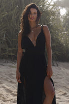 The Handloom-Muse Braided Straps Dress Black-Elbise-1-Milagron.com