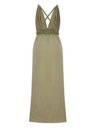 The Handloom-Muse Braided Straps Dress Khaki Green-Elbise-10-Milagron.com